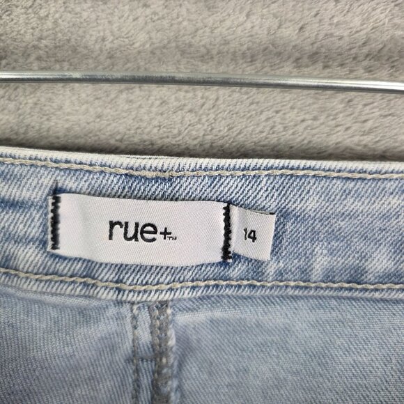 Womens Rue+ Blue Denim Shorts Distressed Heart Appliques Frayed Hem Hi Rise 14 - Picture 3 of 10